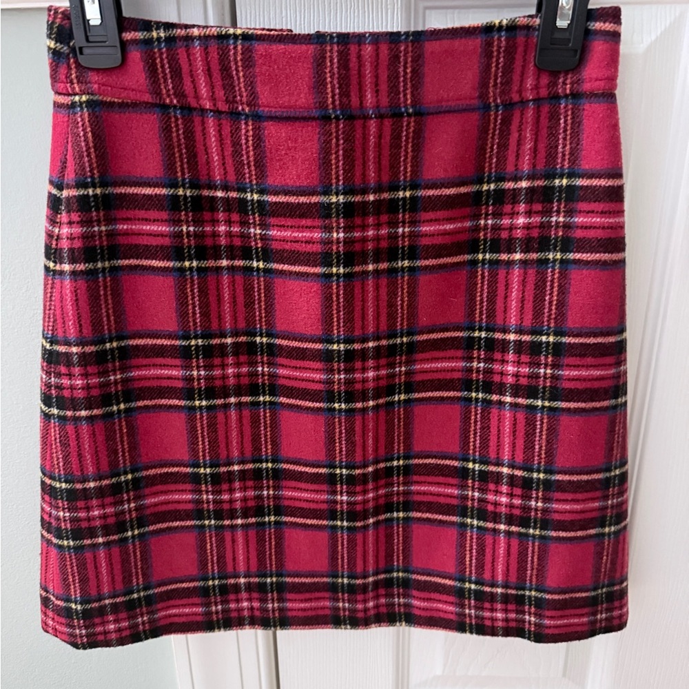 J. Crew Red and Black Plaid Mini Skirt